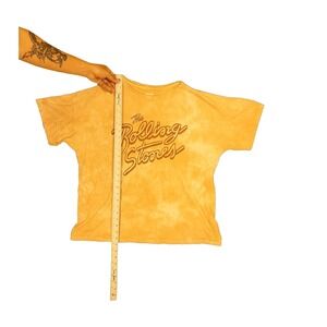 Tailgate Rolling Stones Graphic Tee Womens XL Yellow Good Tie Dye Band Shirt